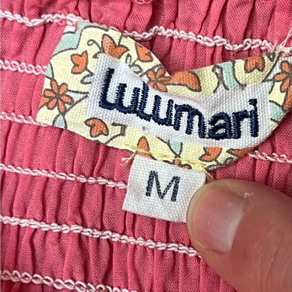 Lulumari Pink Green Floral Peasant Sleeveless Boho Maxi Dress Size M 100% Cotton - Picture 8 of 10